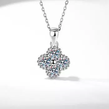 Ожерелье Kaxeng S925 из стерлингового серебра с муассанитом, высококачественный подвесной светильник с четырьмя листами клевера, специальное предложение для ожерелья с муассанитом 925 silver