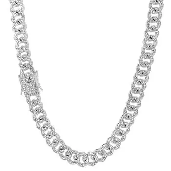 Ожерелье Kihei Ожерелье Kihei Ожерелье Цепочка Цирконий 12 мм K18 Покрытие Хип-Хоп Рэпер B Series [PROPRE] Мужское Мужское (Серебро, 45см)