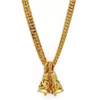 Ожерелье Kihei с двойной огранкой, 18-каратная нержавеющая сталь, подвеска, цепочка, ожерелье в стиле хип-хоп для взрослых в стиле B, рэп, хип-хоп, колокольчик [серебряный KYASYA]