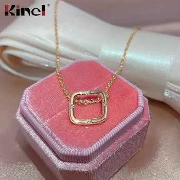 Ожерелье Kinel с квадратной подвеской из розового золота розового золота