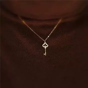 Ожерелье-ключ из стерлингового серебра S925 пробы для женщин, легкая роскошная цепочка на ключицу из высококачественного бриллиантового дизайна для свитера на осень/зиму 925