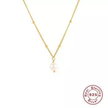 Ожерелье-ключица из стерлингового серебра S925 с жемчугом, темпераментное, элегантное, с маленькими золотыми бусинами, ожерелье на День матери 925 silver золотой