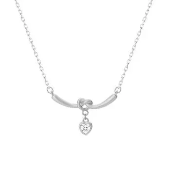 Ожерелье Knot Love, простое и изысканное женское ощущение с подвесным светильником в форме сердца с бриллиантами, роскошь и ощущение высокого класса