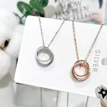 Ожерелье-кольцо из стерлингового серебра 925 пробы, женский нишевый дизайн, модное двойное кольцо высокого уровня золотой