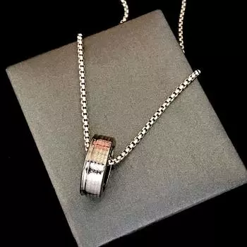 Ожерелье-кольцо в европейском и американском стиле в стиле ретро, мужские и женские пары, титановая сталь, все сочетается, простая трендовая цепочка в стиле хип-хоп