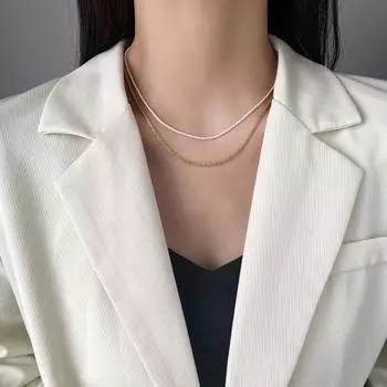 Ожерелье-колье Яркий блеск без подвески Темперамент Цветостойкое украшение Тонкая работа Популярное сверкающее серебряный