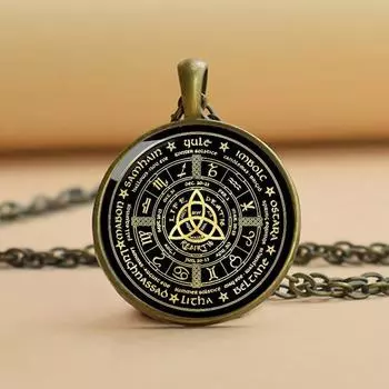 Ожерелье Колесо Года Ведьмы Кулон Трикетра Ювелирные Изделия Колдовства Золото Серебро Шарм
