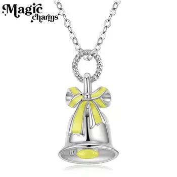 Ожерелье-колокольчик из стерлингового серебра 925 пробы с каплей клея, европейское и американское популярное универсальное рождественское ювелирное изделие, ювелирная цепочка на свитер, цепочка на ключицу