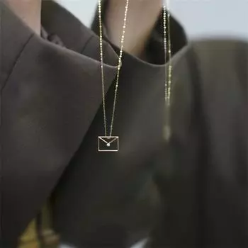 Ожерелье-конверт из стерлингового серебра S925 для женщин, простая темпераментная универсальная подвеска с бриллиантами, цепочка на ключицу 925