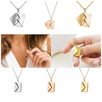 Ожерелье-конверт, модные женские украшения, кулон из нержавеющей стали с гравировкой, цепочка на ключицу, парное ожерелье One Size