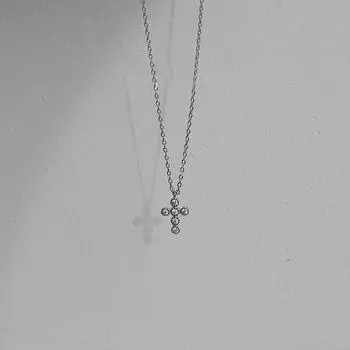 Ожерелье-крест из стерлингового серебра S999 с бриллиантами, простая и изысканная женская подвеска на ключицу, летняя легкая роскошь, меньшинство