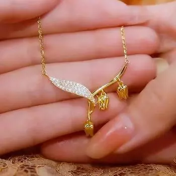 Ожерелье «Ландыш» для женщин, легкая роскошь, натуральный и высококачественный универсальный кулон в виде цветка, изысканная цепочка на ключицу