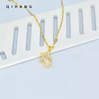 Ожерелье-лепесток «Маленькая звезда» Индивидуальный милый дизайн в стиле легкой роскоши Та же изысканная титановая сталь Цепочка для ключиц