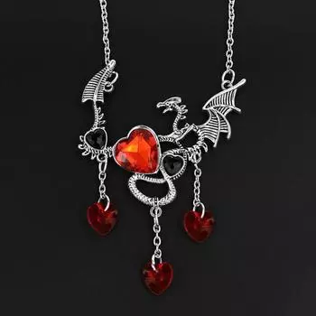 Ожерелье летучая мышь на Хэллоуин, темно-розовый чокер, готический вампир, пиратский кулон синий