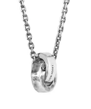 Ожерелье LH для подарка Кованое двойное кольцо 925 [Львиное сердце] Ожерелье/серебро