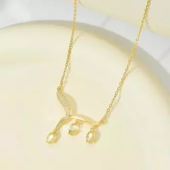 Ожерелье «Лилия долины» Женское легкое роскошное натуральное премиальное универсальное микро-инкрустированное цветочное ожерелье с изящной цепочкой на ключицу