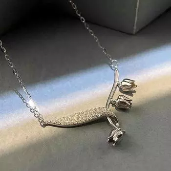 Ожерелье Linglan Flower Leaf, женское, сверкающее бриллиантами, легкое, роскошное, на ключицу, цепочка, маленький дизайн, модный цветок