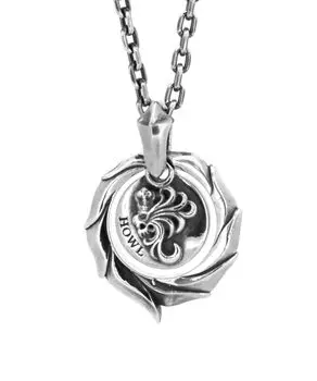 Ожерелье LION HEART HOWL Вертикальное кольцо 925 с мешочком Серебряное ожерелье 50 см/Серебро Мужское