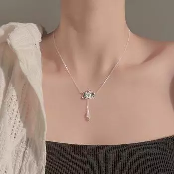 Ожерелье-лотос из стерлингового серебра S925 с кисточками для женщин, легкая роскошная подвеска в стиле меньшинства, новая цепочка для свитера в китайском стиле