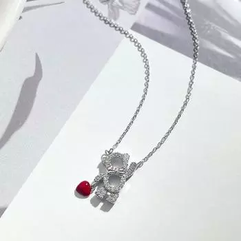 Ожерелье Love Bear, Ниша, Полное бриллиантов, Легкая роскошь, Высококачественное, Универсальное, Милый маленький медведь, Цепочка на ключицу, Женское