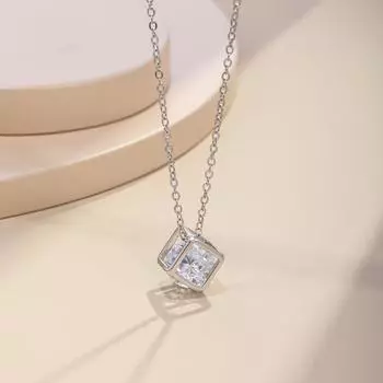 Ожерелье Love Cube, модный универсальный геометрический кулон из стерлингового серебра с цирконом, высококачественный светильник, роскошная подвеска 925