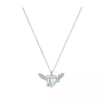 Ожерелье Love God Cupid для женщин в летнем нишевом дизайне Sense, цветной циркон, крылья ангела Love, цепочка на ключицу, милый и классный стиль