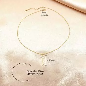 Ожерелье Love Gold Key для женщин, модная универсальная цепочка на ключицу, кулон в форме сердца, летние ювелирные изделия