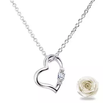 Ожерелье Love Heart Preserved Flower Подарочный набор Tanzanite December Birthstone Platinum White [Sears] Для женщин