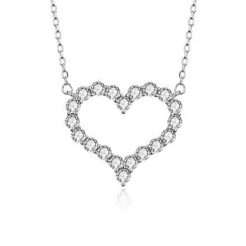 Ожерелье Love из серебра 925 пробы с модным персиковым сердцем, инкрустированным муассанитом, 18-каратное цепочка на ключицу, женский подарок на День святого Валентина 925 Silver