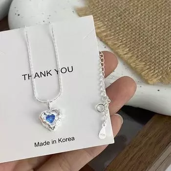 Ожерелье Love из стерлингового серебра S925, женское ожерелье в форме сердца с крутым и уникальным дизайном в Instagram, цепочка с воротником в форме сердца Adjustable size серебряный