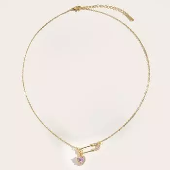 Ожерелье Love из титановой стали, легкое, роскошное, простое, с розовым сердечком и цирконием, цепочка на ключицу