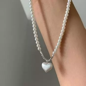 Ожерелье Love из жемчуга, сломанного серебра, матового металла, женское, легкое, роскошное, темпераментное, элегантное, модное, универсальное, цепочка на ключицу