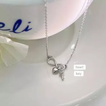 Ожерелье Love Key с бриллиантами, изысканное и универсальное, милое и изысканное, ощущение высокого класса, цепочка на ключицу, аксессуар на шею