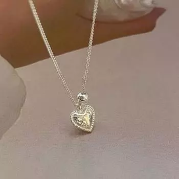 Ожерелье Love, круглая бусина, геометрическая цепочка на ключицу, цепочка в форме сердца для повседневных поездок на работу, нишевый дизайн