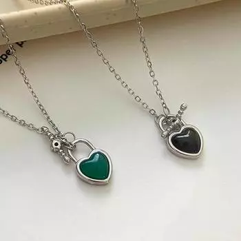 Ожерелье Love Lock, ювелирные изделия, женская легкая роскошная изумрудная циркониевая цепочка на ключицу, простая темпераментная цепочка на шею