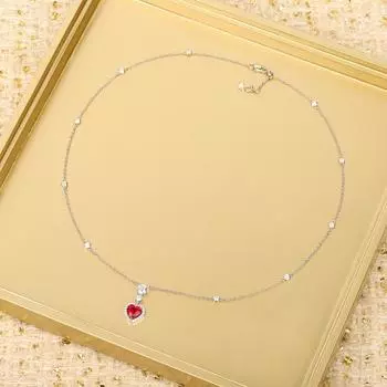 Ожерелье Love Ruby Diamond, супер-высококачественное украшение для богини, элегантный первоклассный праздничный подарок из стерлингового серебра 925 пробы