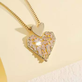 Ожерелье Love с бриллиантами, женская модная индивидуальная универсальная цепочка в форме сердца из циркония на ключицу