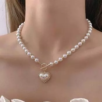 Ожерелье Love с искусственным жемчугом Super Fairy, холодный ветер, сладкое и простое, цепочка на ключицу с пряжкой для женщин золотой