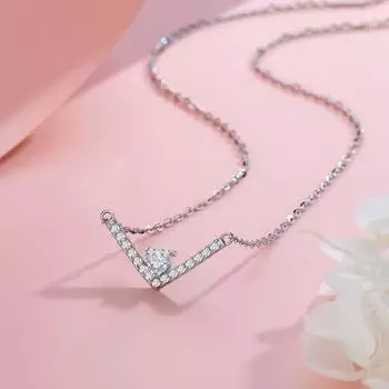 Ожерелье Love в форме буквы V из серебра 925 пробы, высококачественная подвеска в форме сердца, изысканная цепочка на ключицу в виде персикового сердца. 925 Silver