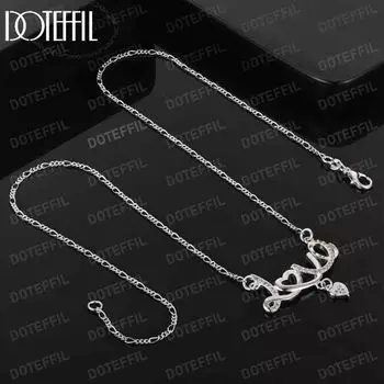 Ожерелье Love в форме сердца из стерлингового серебра 925 пробы с цирконием AAA, модные свадебные украшения 45CM