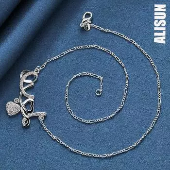 Ожерелье Love в форме сердца из стерлингового серебра 925 пробы с цирконием AAA, модные свадебные украшения 45CM