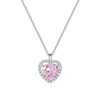 Ожерелье Love, женская легкая роскошная цепочка в форме сердца из розового циркония с ключицей, нержавеющая сталь, пудра вишневого цвета, защитная цепочка в форме сердца