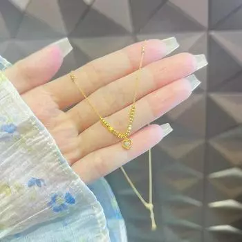 Ожерелье Love, женское, легкое, роскошное, нишевого дизайна, с микроинкрустацией цирконием в форме сердца, цепочка на ключицу из нержавеющей стали, лето с цепочкой на шею