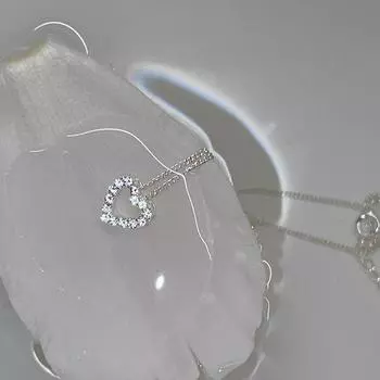 Ожерелье Love, женское, простой дизайн, с цирконием, в форме сердца, прочная цепочка из нержавеющей стали, складывающаяся на ключицу