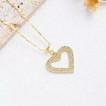 Ожерелье «Любовь с бриллиантами» Женское Легкая роскошь Просто Тренд Микровставка Циркон Сердцевидная Цепочка на ключицу