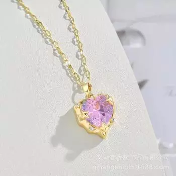 Ожерелье Любовь Женское Легкая Роскошь Повседневное Универсальное Темперамент Инкрустированный Подвеска с Розовым Цирконием Ювелирное Изделие
