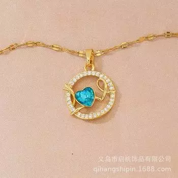 Ожерелье Любовь Женское Высококлассное Простое и Универсальное Микровставленное Подвеска-Буква Цепочка на Ключицу Аксессуары