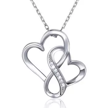 Ожерелье, Любящая мать и дитя Двойное сердце День матери, Высококачественное женское ожерелье с подвеской в виде сердца