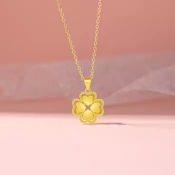 Ожерелье Lucky Clover из матового золота, женское, легкое, роскошное, темпераментное, с двойной кружевной цепочкой из нержавеющей стали на ключицу