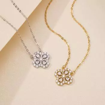 Ожерелье Lucky Clover из стерлингового серебра S925, женская мода, легкая, роскошная, с бриллиантами, кулоном, полым цветком 925 Silver